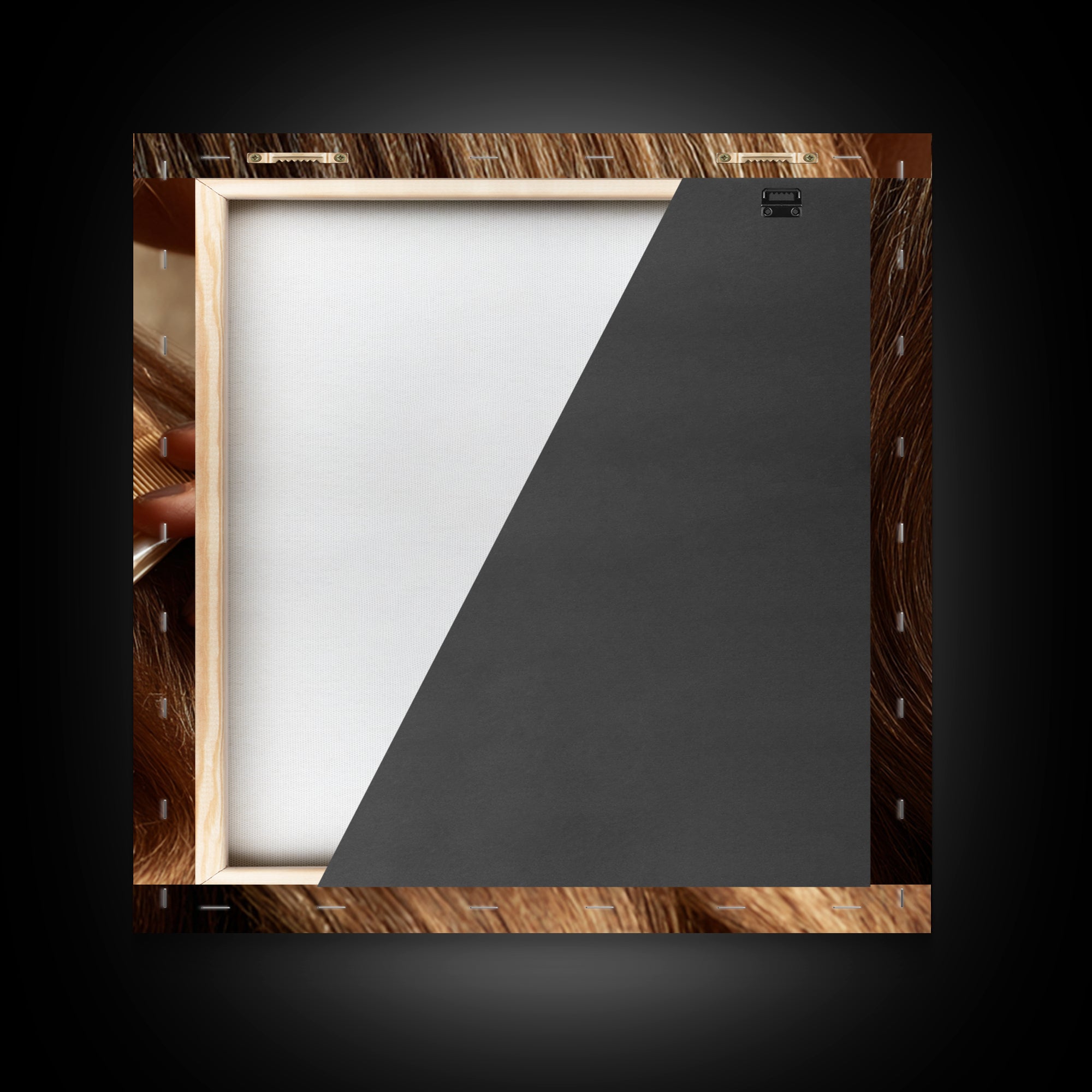 Elegant Hands Styling Hair Framed Canvas Print, Hair Salon Art, Afrocentric Art, Living Room Decor, Style, Statement Artwork, HSA-1x1-46
