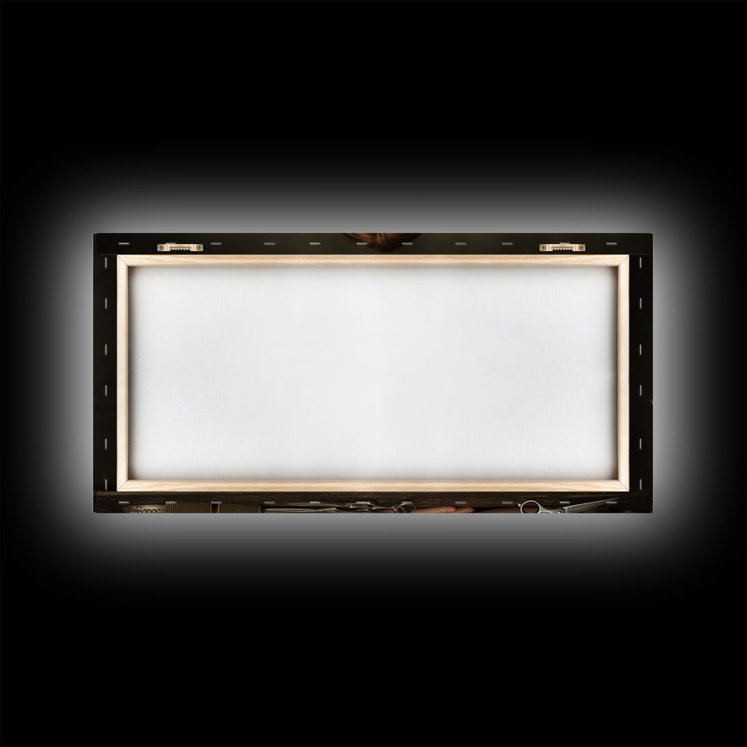 Glamour Face Portrait Framed Canvas Print, Hair Salon Art, Black Girl Art, Living Room Decor, Fine Art, Style, Modern Decor, HSA-2x1-100