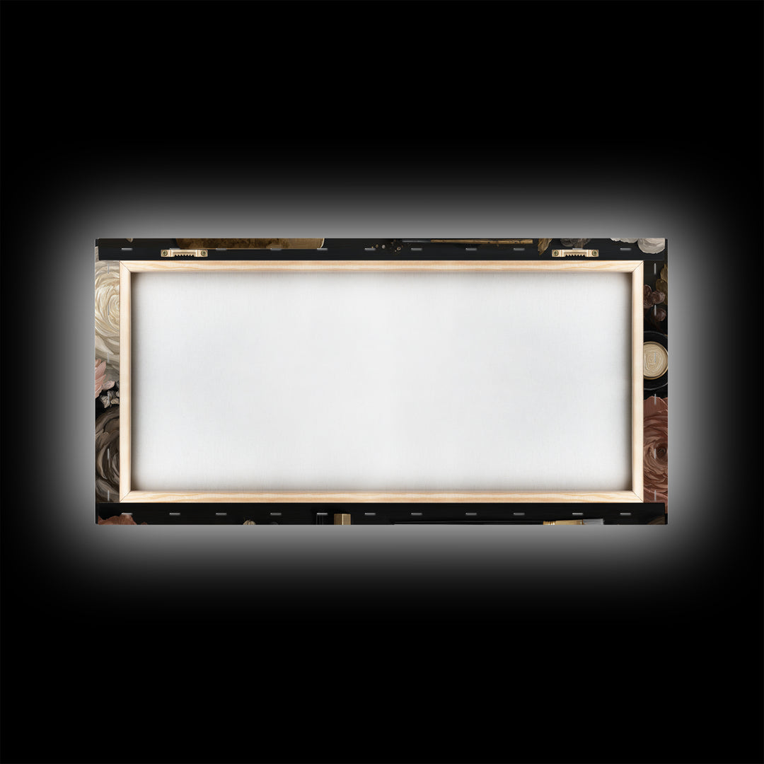 Luxury Black and Gold Beauty Emblem Framed Canvas Print, Hair Salon Art, African American Art, Living Room Decor, Oil Painting, HSA-2x1-92