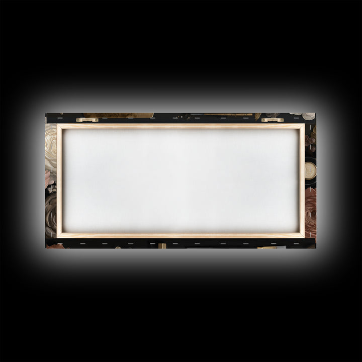 Luxury Black and Gold Beauty Emblem Framed Canvas Print, Hair Salon Art, African American Art, Living Room Decor, Oil Painting, HSA-2x1-92