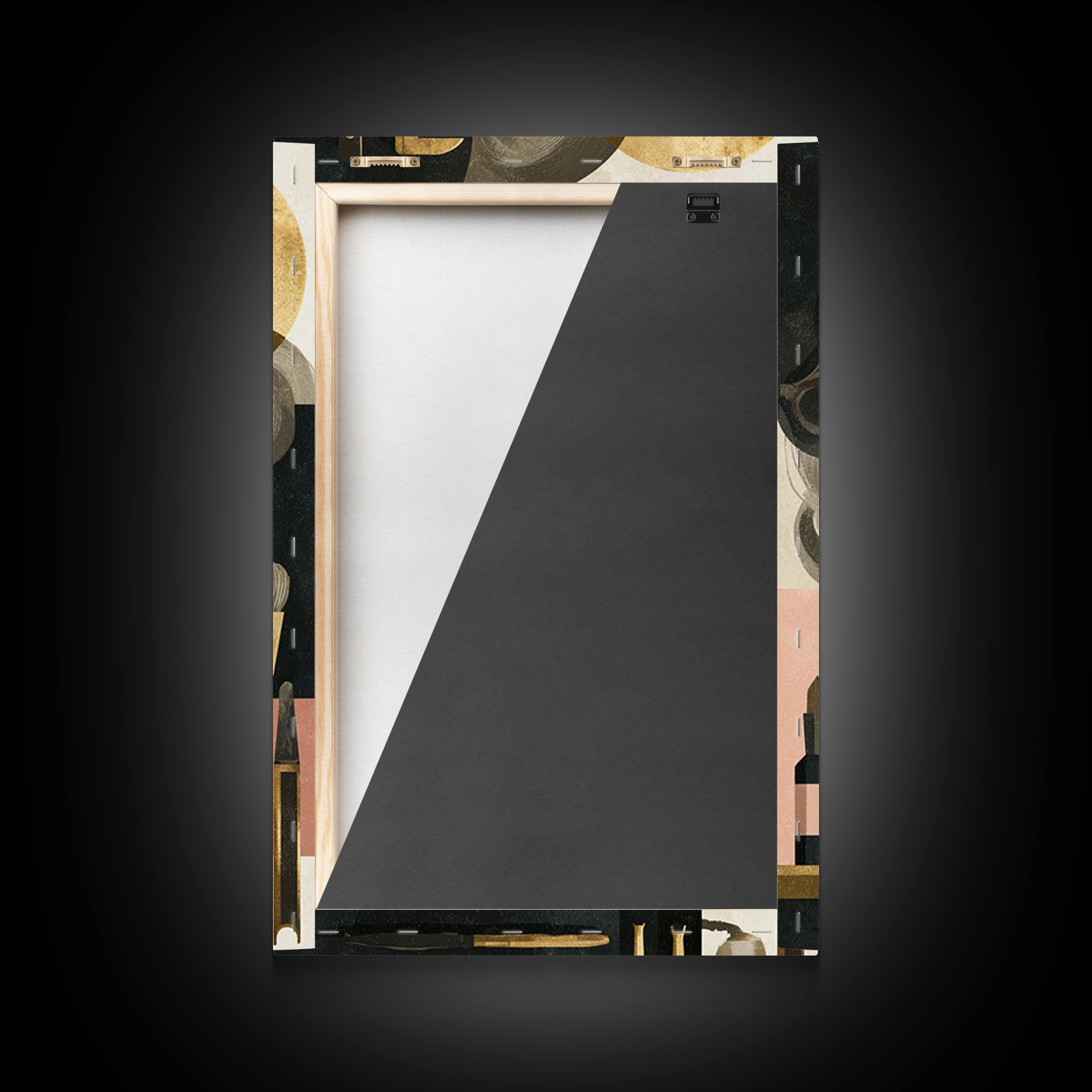 Luxury Black and Gold Beauty Emblem Framed Canvas Print, Hair Salon Art, Living Room Decor, Watercolor Art, Style, HSA-2x3-80