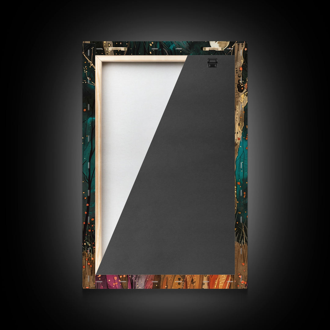 Halloween Sinister Clown in Dark Forest Framed Canvas Print, Creepy Wall Art, Home Decor, Horror Decor, Gift Idea, Spooky Carnival
