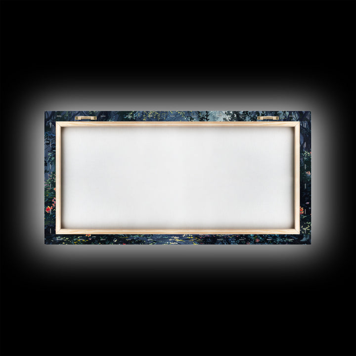 Creepy Victorian Hedge Maze, Haunted Cemetary Framed Canvas Print, Spooky Season Wall Art