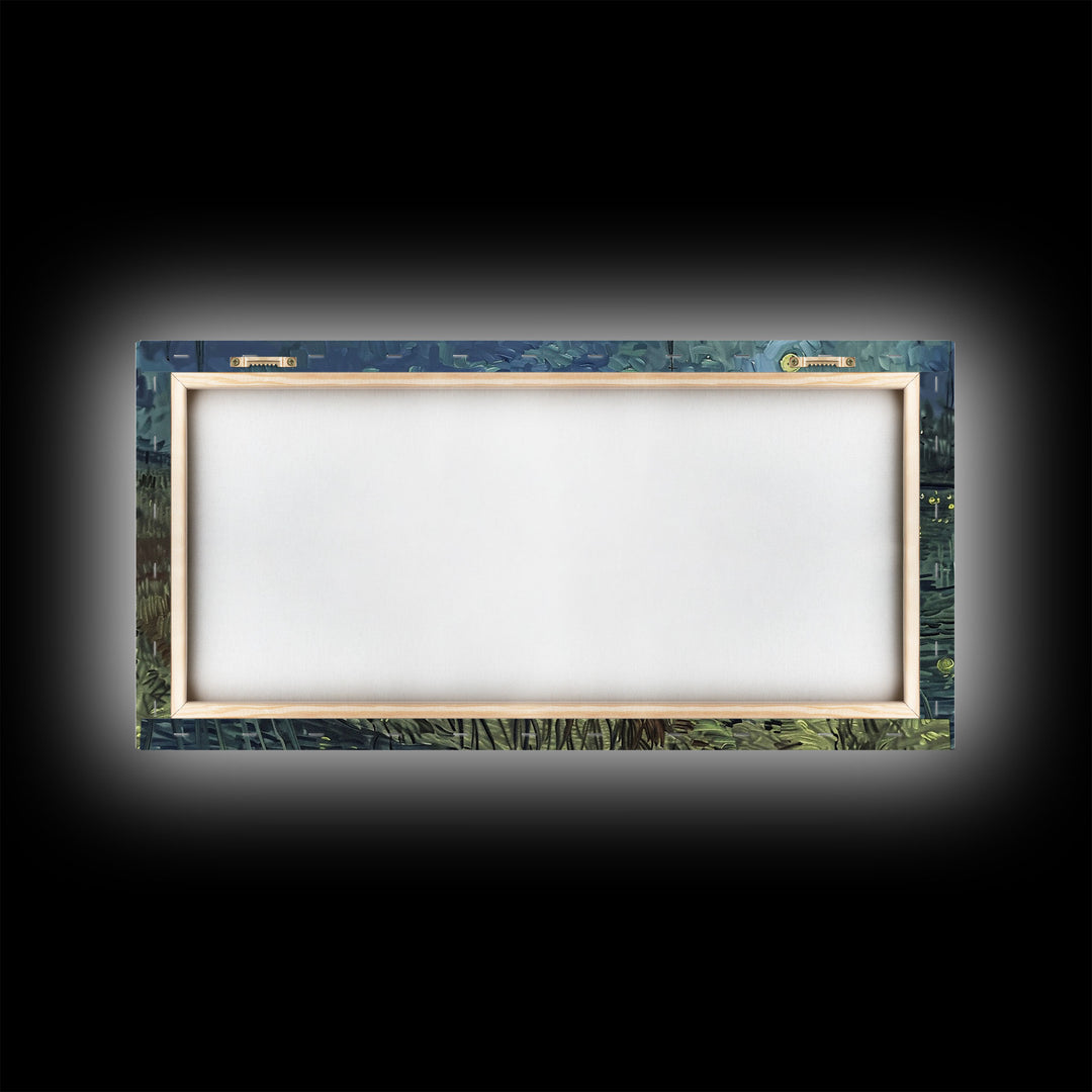 London at Midnight, Framed Canvas Print, Starry Night Inspired Victorian London, Dark Academia Halloween Wall Art