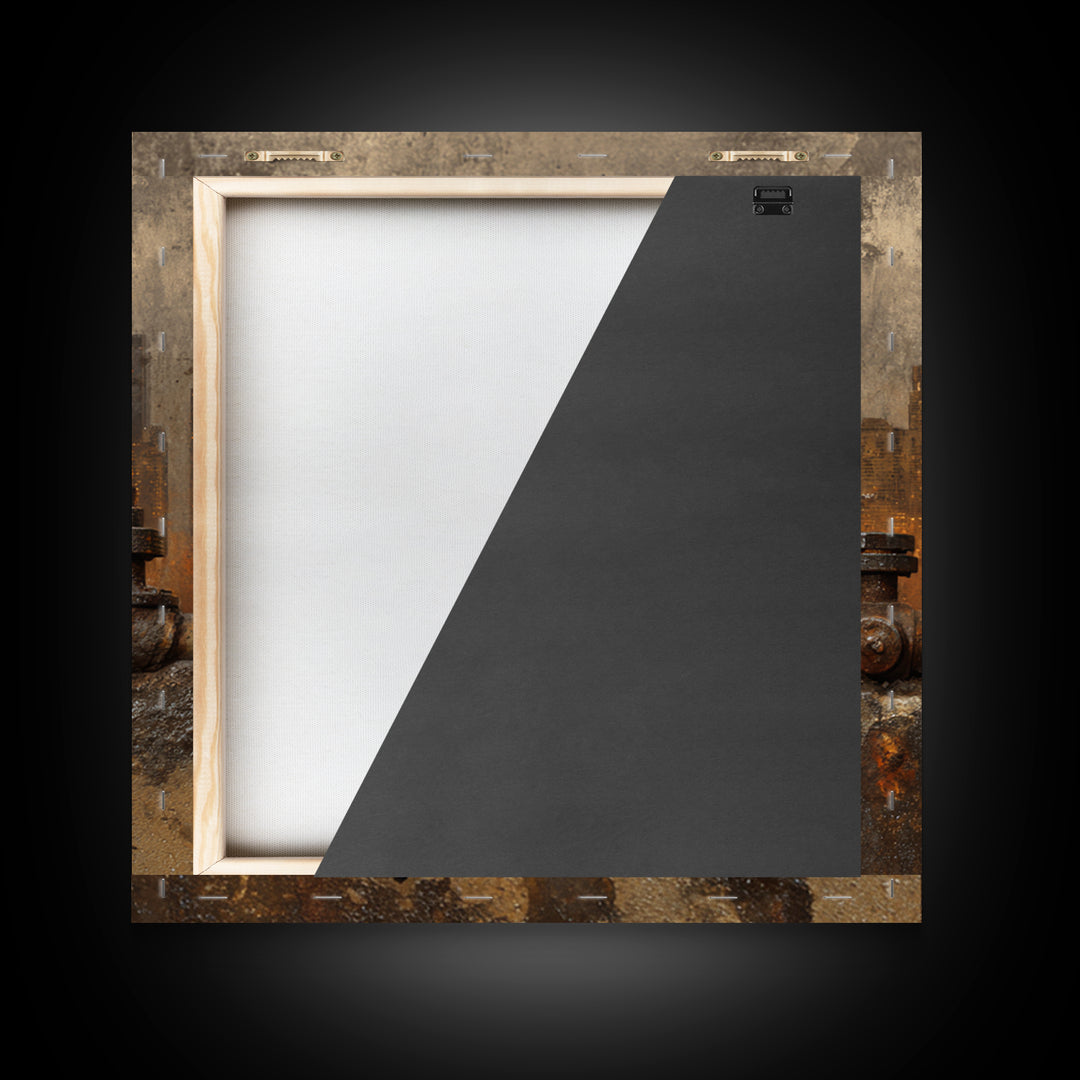 Industrial City Skyline Framed Canvas Print, Industrial Art, Art, Living Room Decor, Fine Art, Foundry, Printable Art, IND-1x1-12