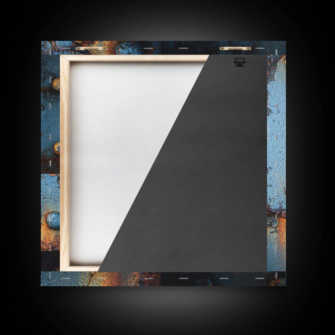 Riveted Metal Panel Texture Study Canvas Print, Industrial Art, Steampunk Decor, Living Room Decor, Oil Painting, Foundry, IND-1x1-22