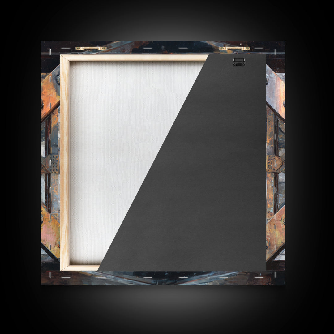 Steel Bridge Truss Framed Canvas Print, Industrial Art, Abstract Painting, Living Room Decor, Fine Art, Foundry, Neutral Decor, IND-1x1-27