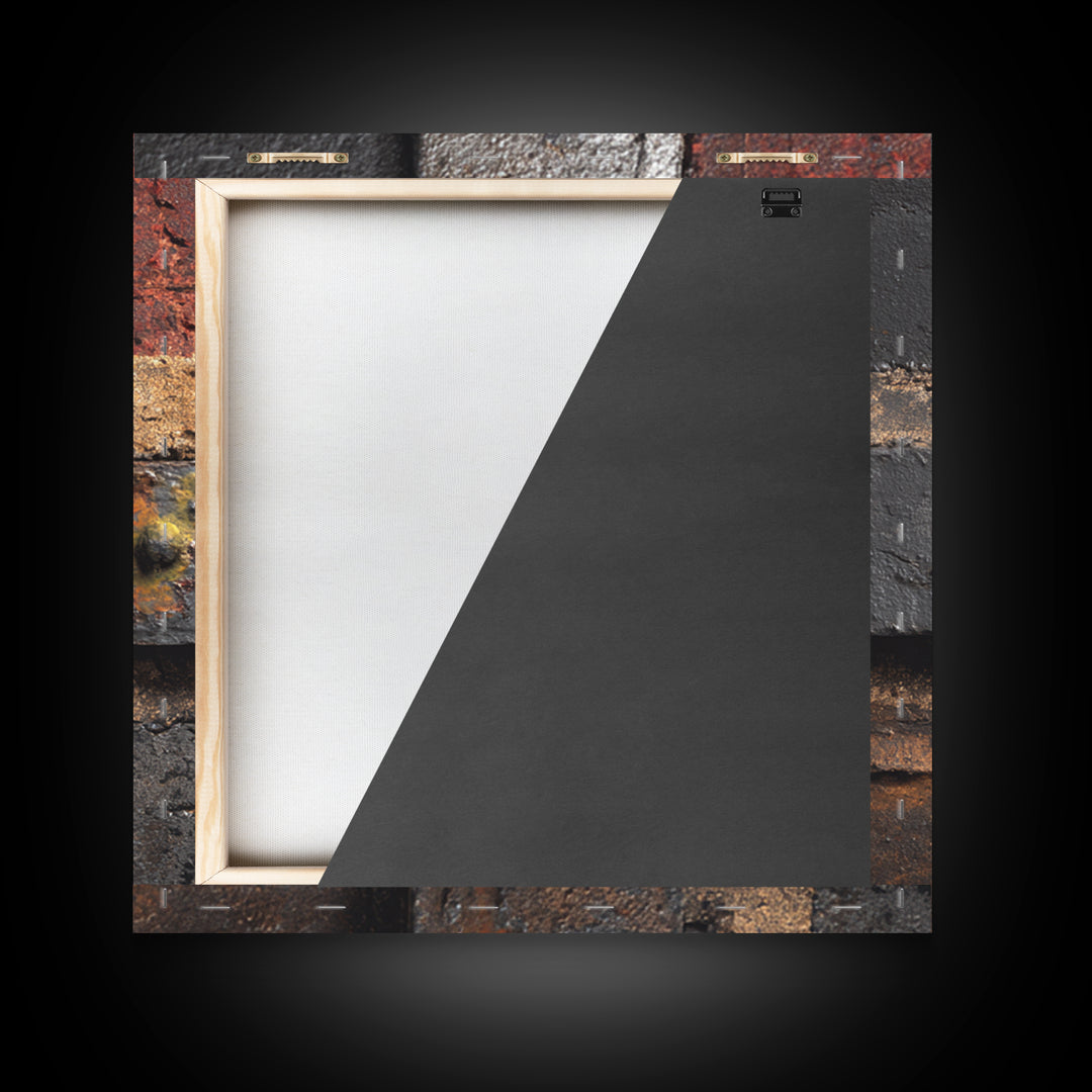 Exposed Brick Texture Abstract Framed Canvas Print, Industrial Art, Art Prints, Living Room Decor, Fine Art, Foundry, IND-1x1-28