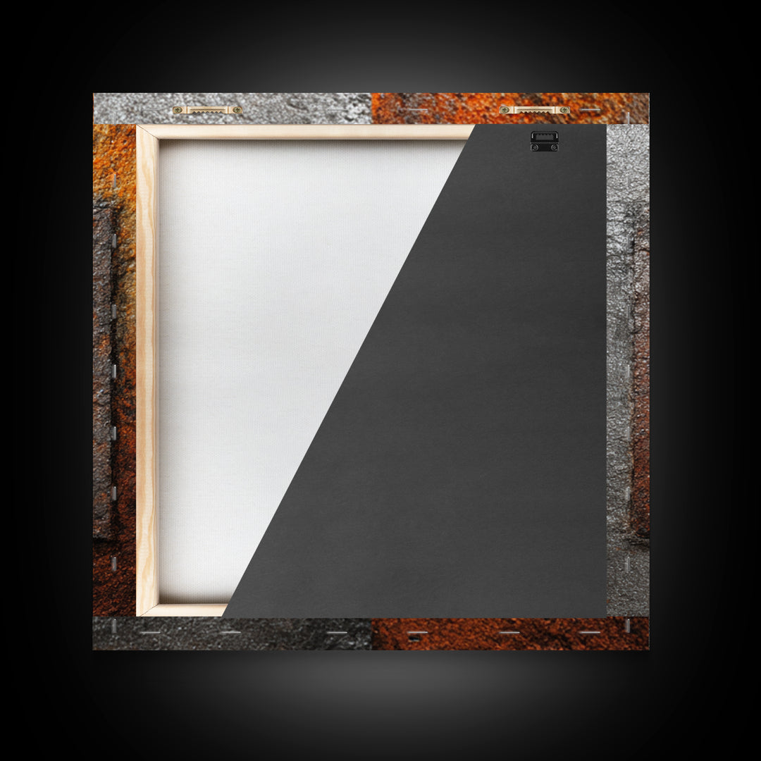 Riveted Metal Panel Texture Study Framed Canvas Print, Industrial Art, Gallery Decor, Living Room Decor, Fine Art, Foundry, IND-1x1-46