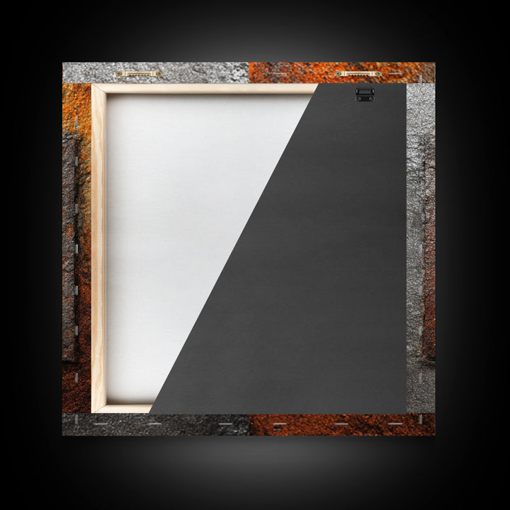 Riveted Metal Panel Texture Study Framed Canvas Print, Industrial Art, Gallery Decor, Living Room Decor, Fine Art, Foundry, IND-1x1-46