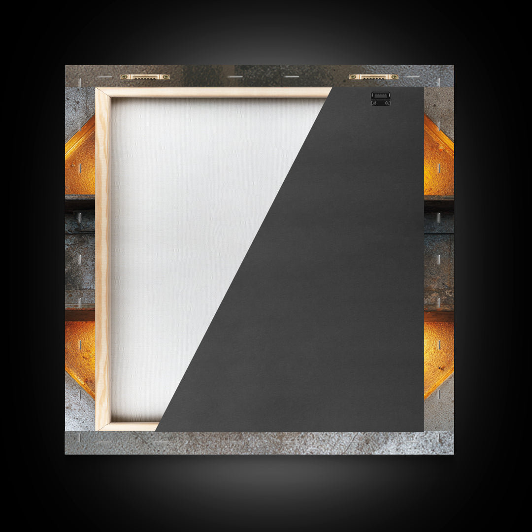 Steel Beams Crossing Like Abstract Lines Framed Canvas Print, Industrial Art, Wall Art, Living Room Decor, Fine Art, Foundry, IND-1x1-65