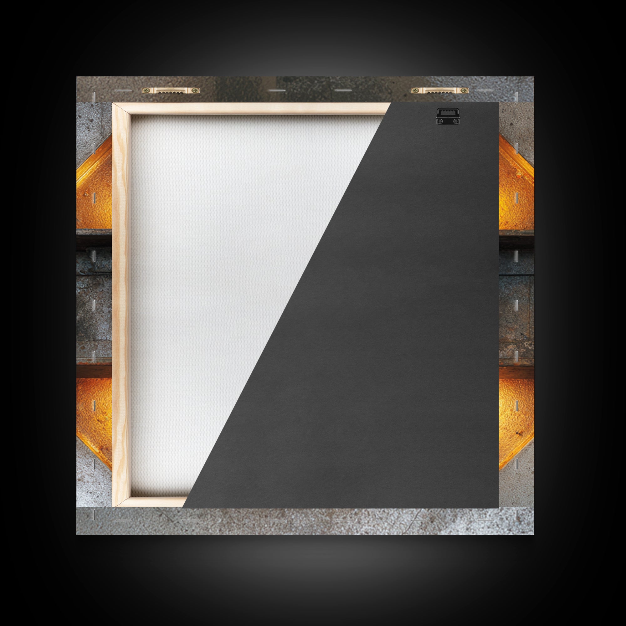 Steel Beams Crossing Like Abstract Lines Framed Canvas Print, Industrial Art, Wall Art, Living Room Decor, Fine Art, Foundry, IND-1x1-65