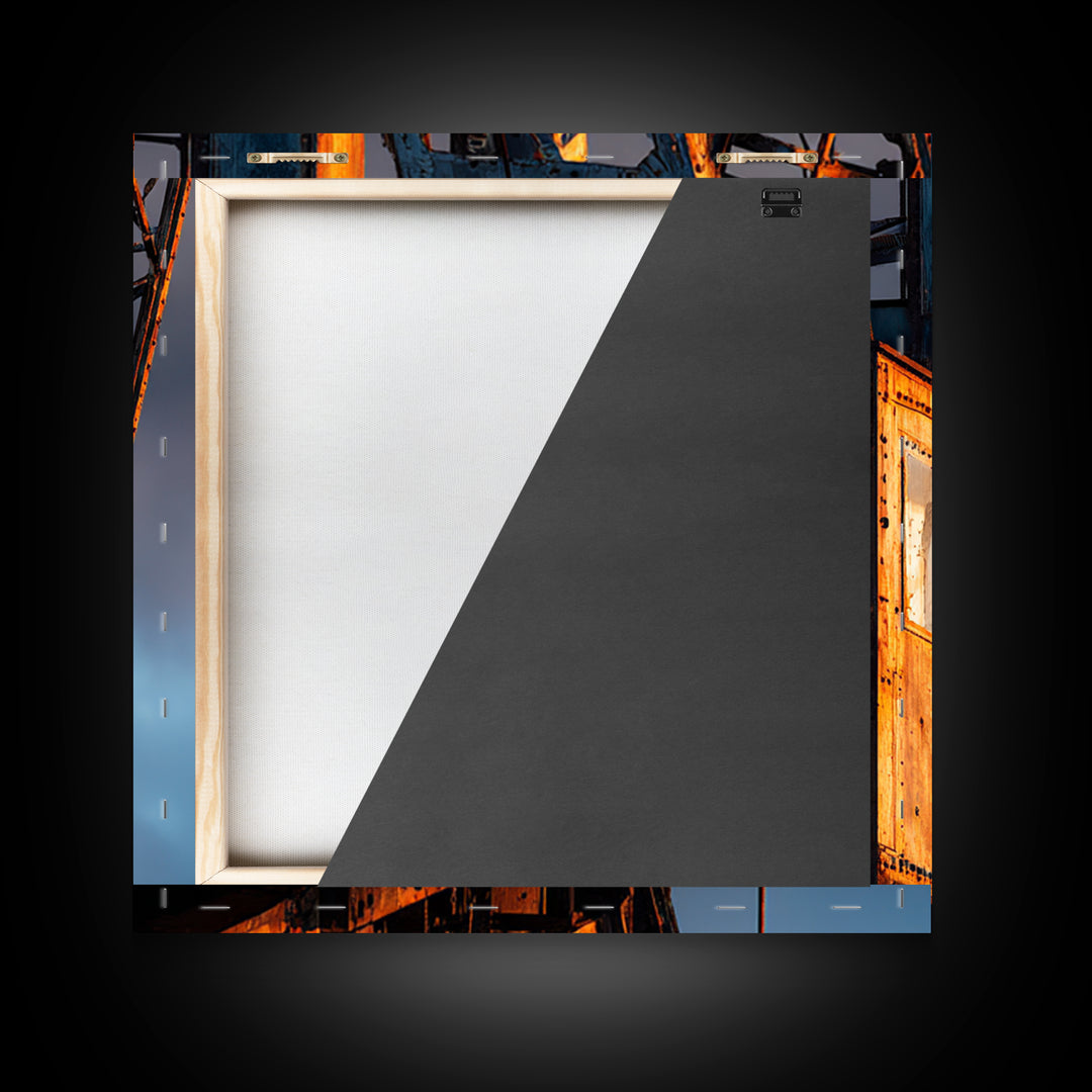 Warehouse Crane Silhouette Framed Canvas Print, Industrial Art, Luxury Decor, Living Room Decor, Oil Painting, Foundry, IND-1x1-79