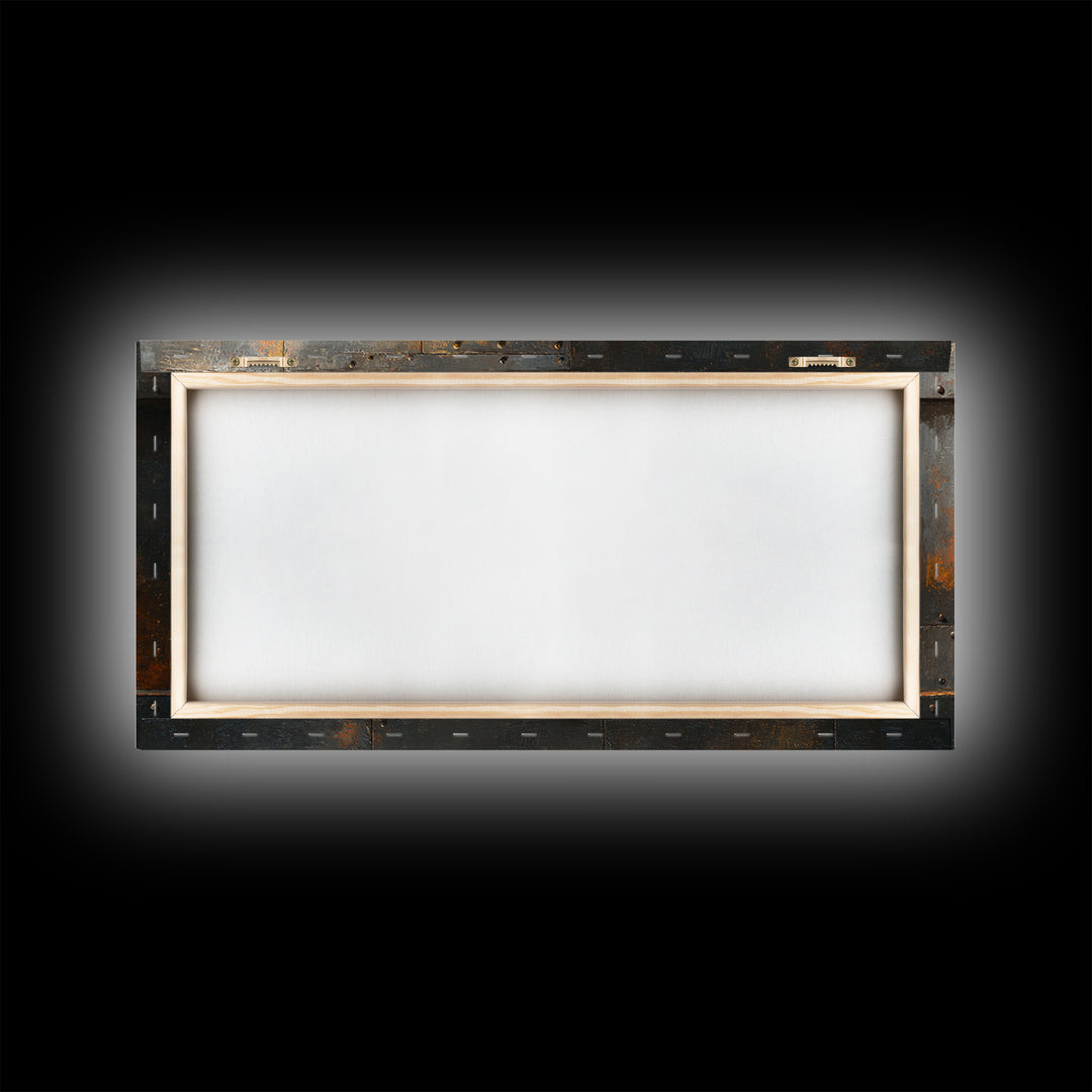 Riveted Metal Panel Texture Study Framed Canvas Print, Industrial Art, Wall Art, Living Room Decor, Fine Art, Foundry, IND-2x1-18