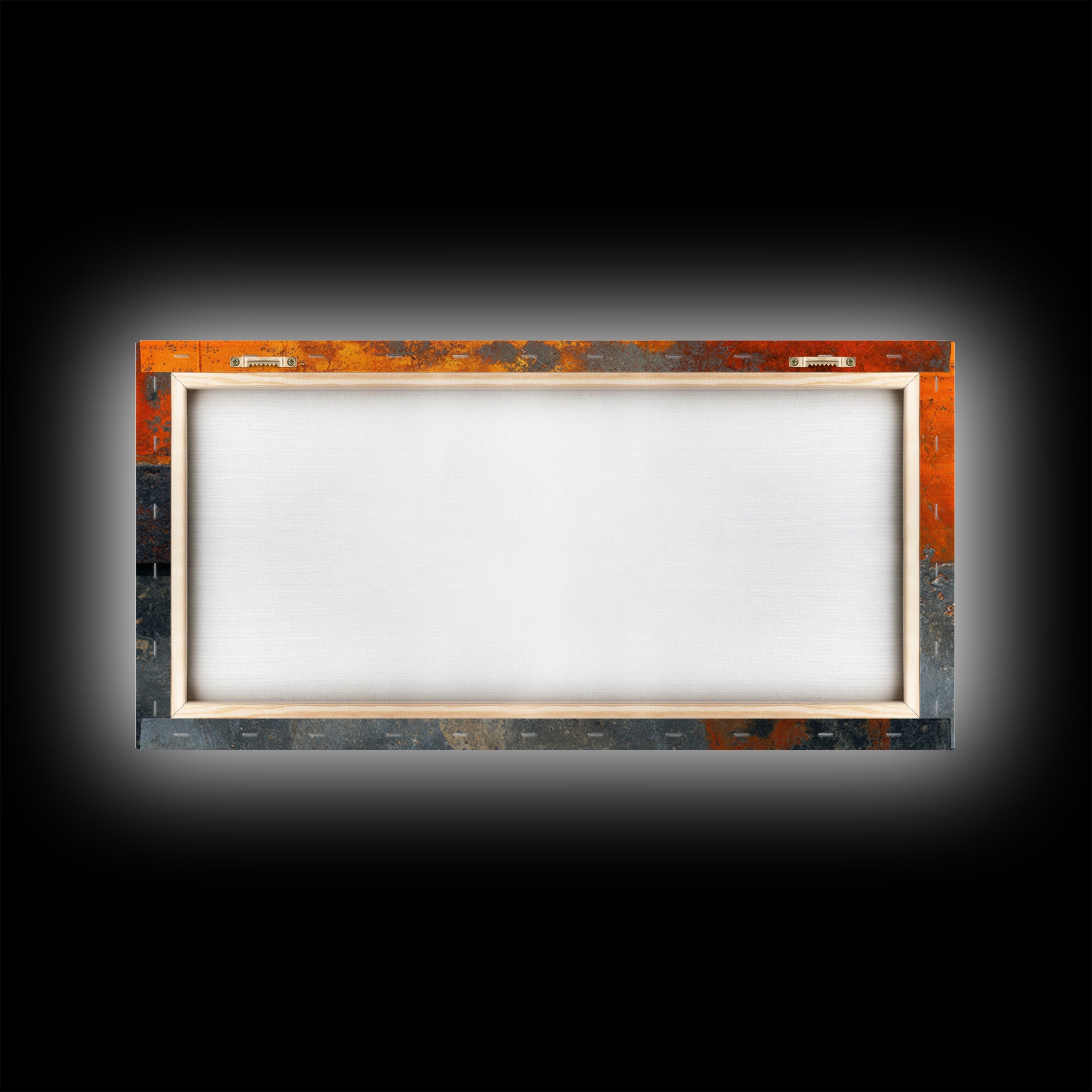 Rust Orange and Charcoal Geometric Abstraction Framed Canvas Print, Industrial Art, Living Room Decor, Abstract Art, Foundry, IND-2x1-34