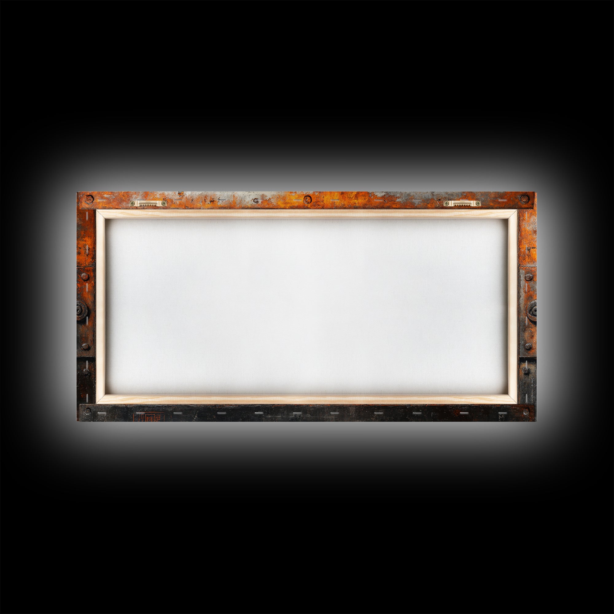 Riveted Metal Panel Texture Study Framed Canvas Print, Industrial Art, Wall Hanging, Living Room Decor, Oil Painting, Foundry, IND-2x1-90