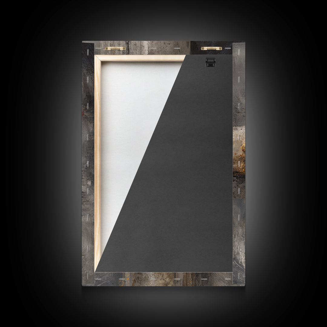 Concrete Wall Abstract Framed Canvas Print, Industrial Art, Abstract Painting, Living Room Decor, Foundry, Neutral Decor, IND-2x3-41