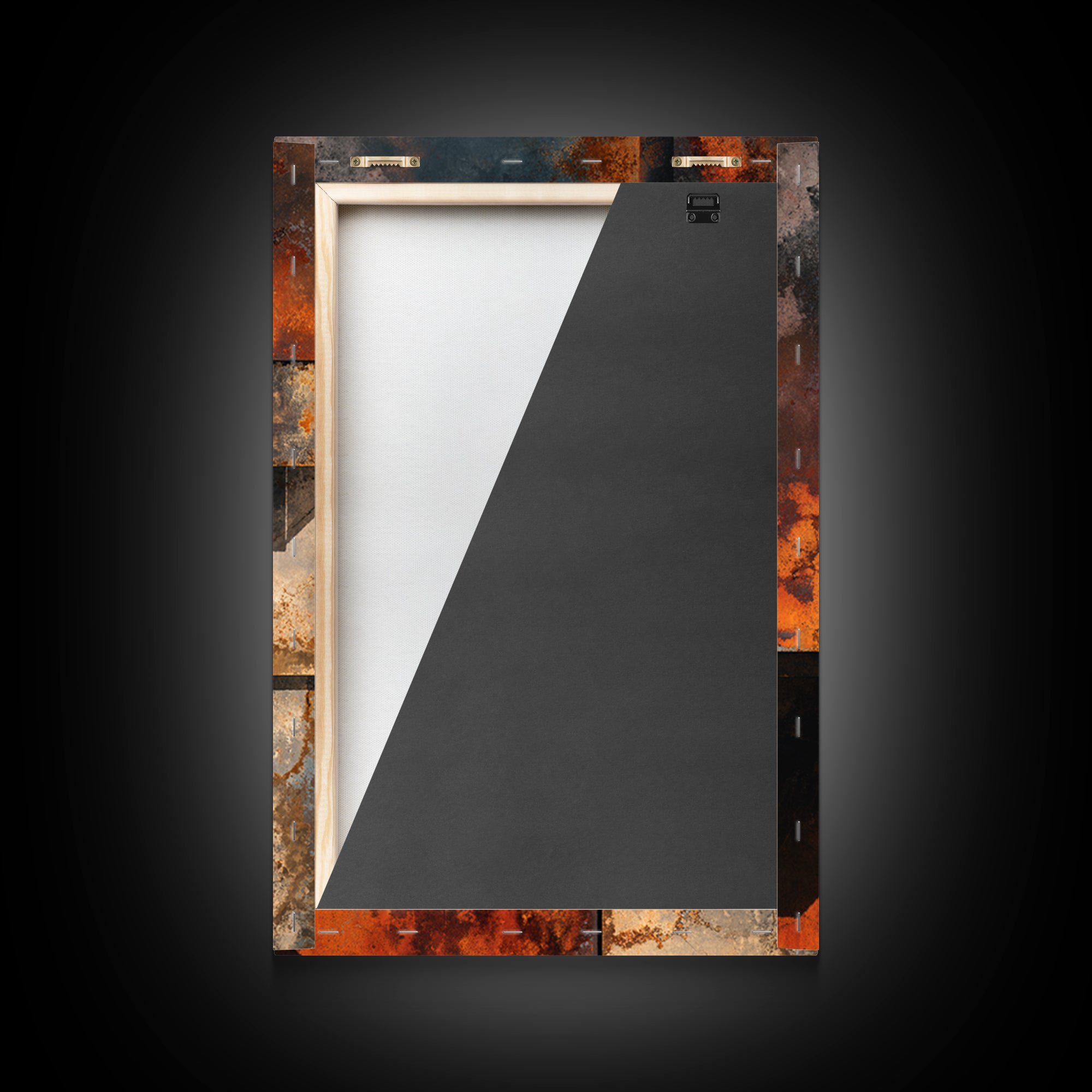 Rust Orange and Charcoal Geometric Abstraction Framed Canvas Print, Industrial Art, Art Print, Living Room Decor, Foundry, IND-2x3-46