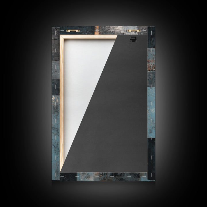 Abstract Smoke and Steel Shapes Framed Canvas Print, Industrial Art, Luxury Decor, Living Room Decor, Abstract Art, Foundry, IND-2x3-8