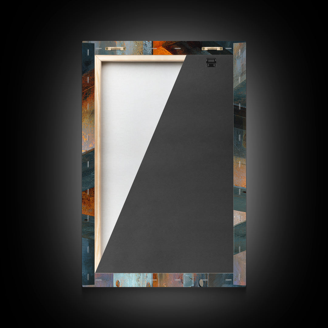Steel Beams Crossing Like Abstract Lines Framed Canvas Print, Industrial Art, Living Room Decor, Abstract Art, Foundry, IND-2x3-97