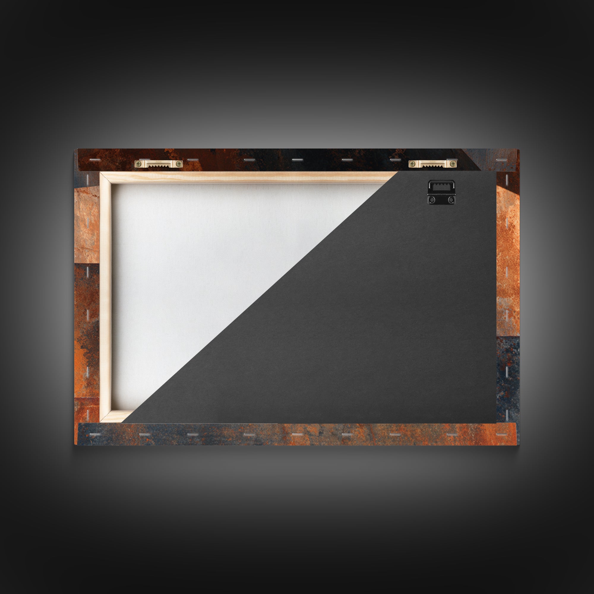 Rust Orange and Charcoal Geometric Abstraction Canvas Print, Industrial Art, Steampunk Decor, Living Room Decor, Abstract Art, IND-3x2-42