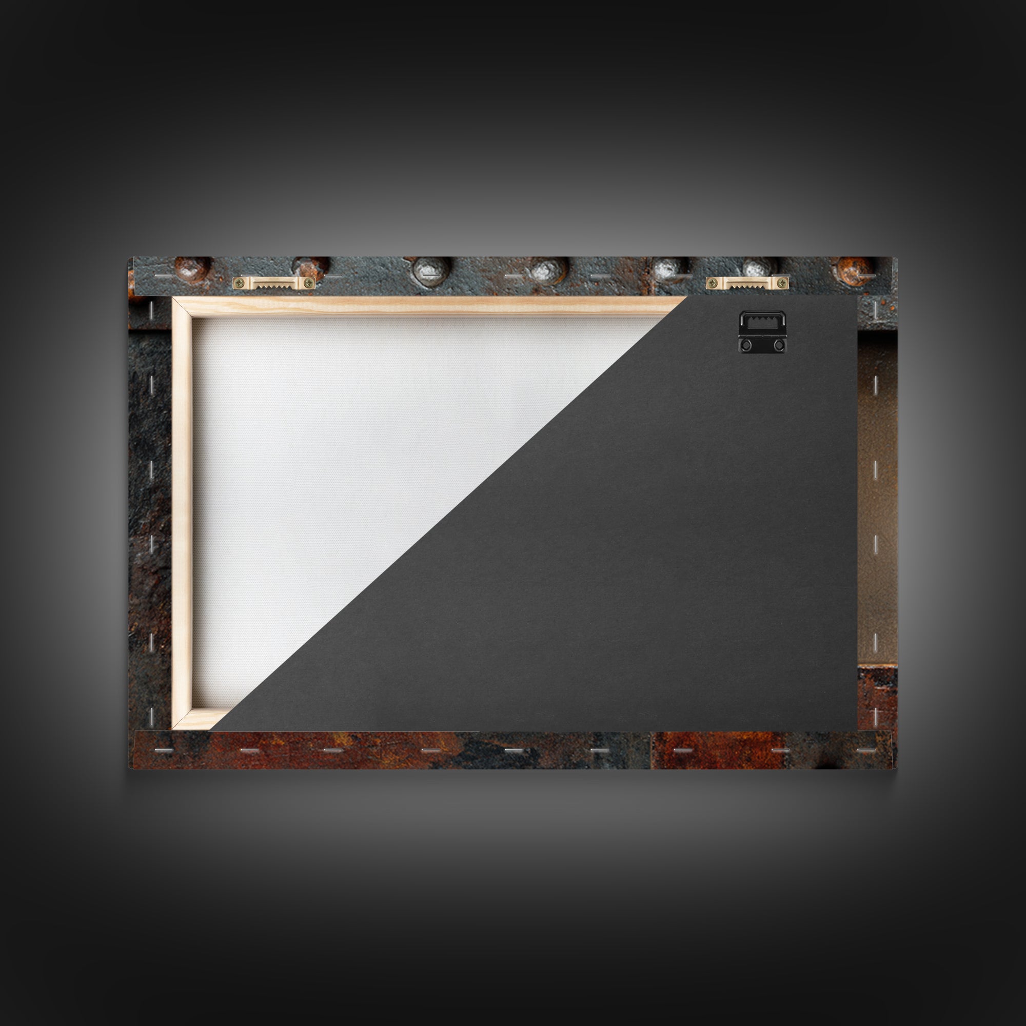 Riveted Metal Panel Texture Study Framed Canvas Print, Industrial Art, Living Room Decor, Oil Painting, Foundry, IND-3x2-50