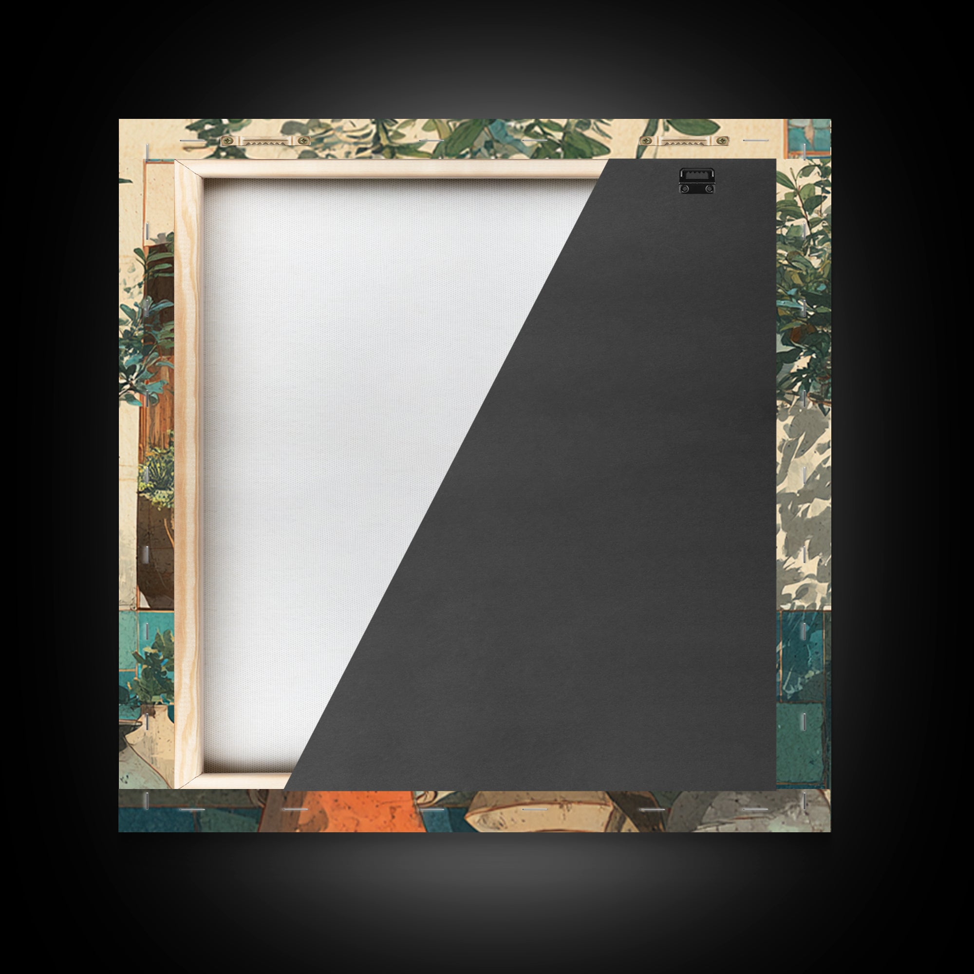 Orange Tree in a Courtyard Planter Framed Canvas Print, Italian Villa Art, Digital Download Art, Living Room Decor, Villa, IVA-1x1-38