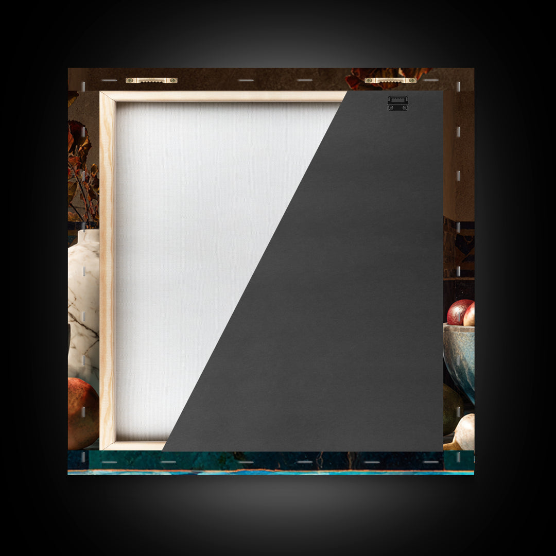 Marble Fruit Still Life Framed Canvas Print, Italian Villa Art, Bedroom Wall Art, Living Room Decor, Fine Art, Villa, IVA-1x1-47
