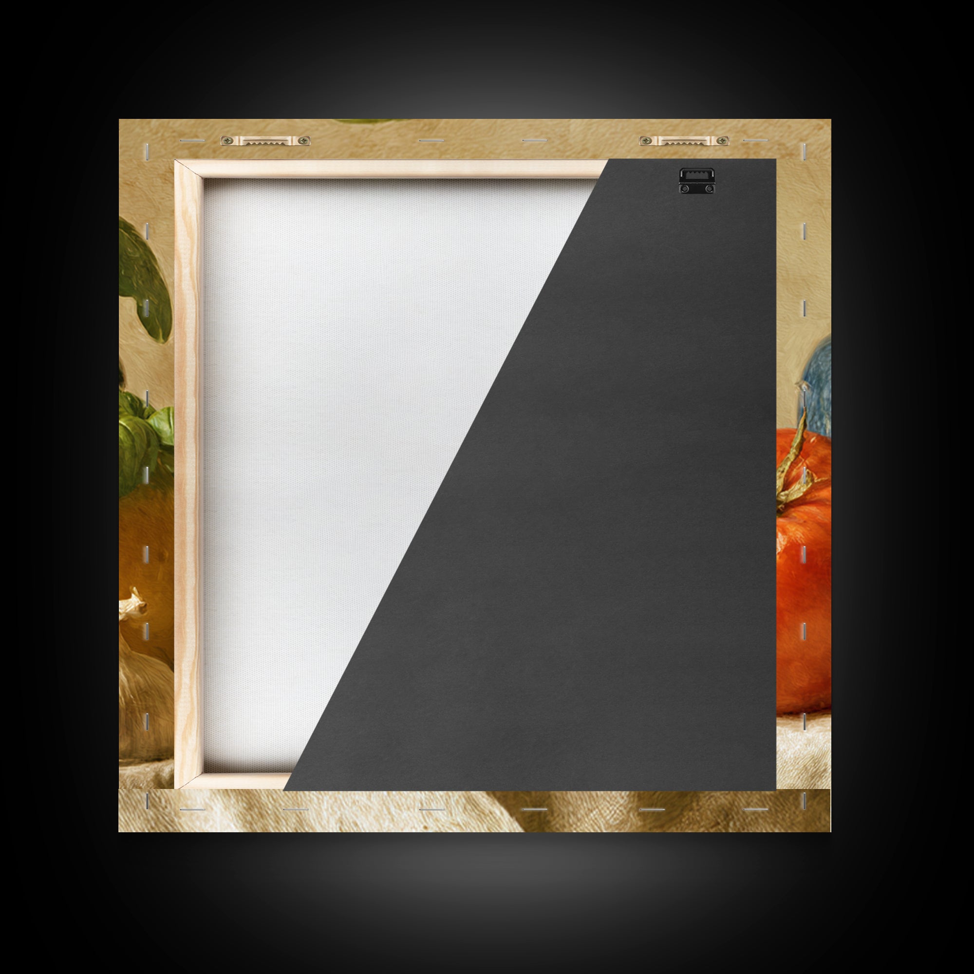 Tomatoes Garlic and Basil on Linen Canvas Print, Kitchen Art, Modern Decor, Kitchen Decor, Abstract Art, Kitchen, Home Decor, KIT-1x1-75
