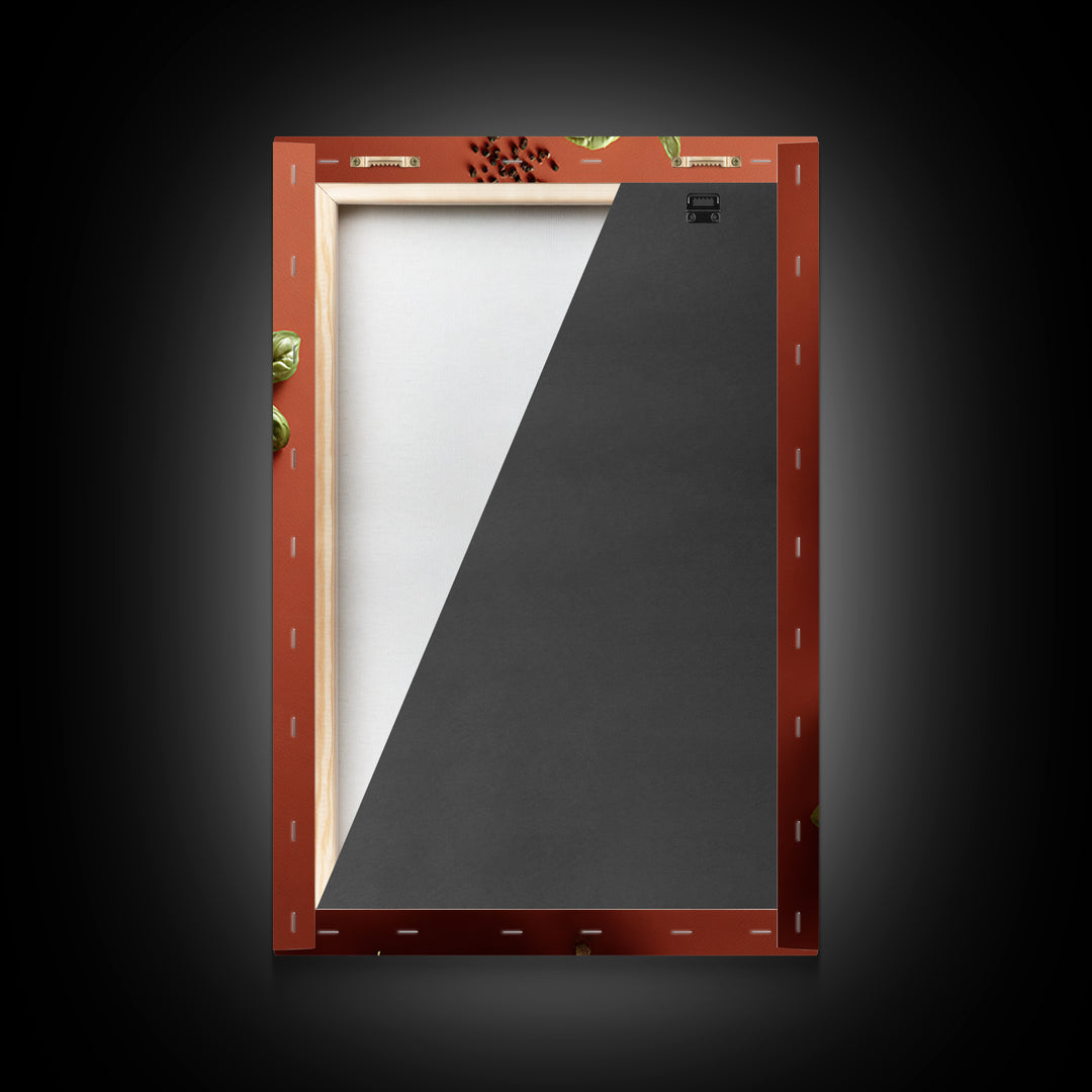 Chef Knives and Herbs Arranged as Graphic Framed Canvas Print, Kitchen Art, Art Prints, Kitchen Decor, Fine Art, Kitchen, KIT-2x3-90