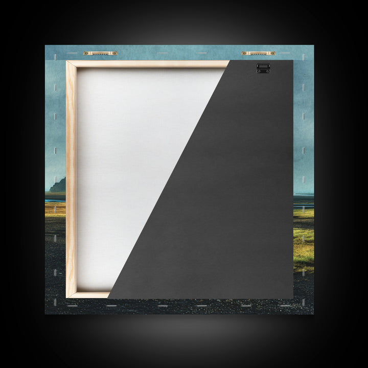 Volcanic Black Beach Framed Canvas Print, Landscape Art, Gallery Decor, Living Room Decor, Fine Art, Horizon, Wall Art, LAN-1x1-38