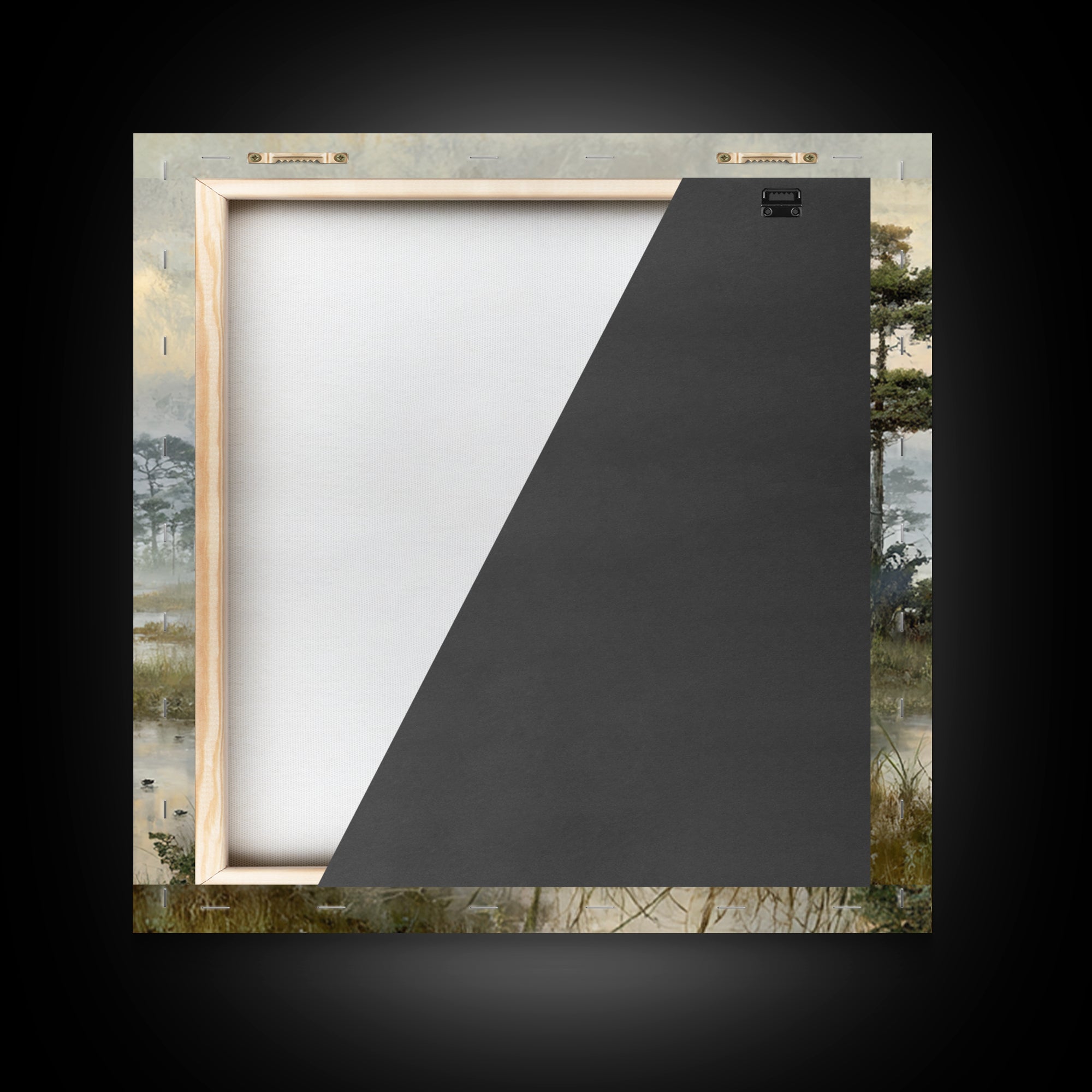 Misty Cypress Swamp Framed Canvas Print, Landscape Art, Living Room Wall Art, Living Room Decor, Oil Painting, Horizon, LAN-1x1-46