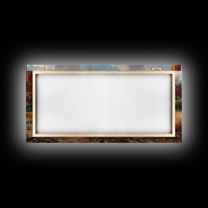 Red Canyon Walls Framed Canvas Print, Landscape Art, Living Room Decor, Oil Painting, Horizon, Horizontal Wall Art, LAN-2x1-1