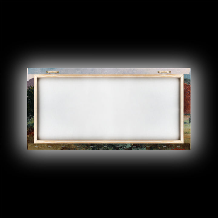 Red Canyon Walls Framed Canvas Print, Landscape Art, Living Room Decor, Oil Painting, Horizon, Horizontal Wall Art, LAN-2x1-25