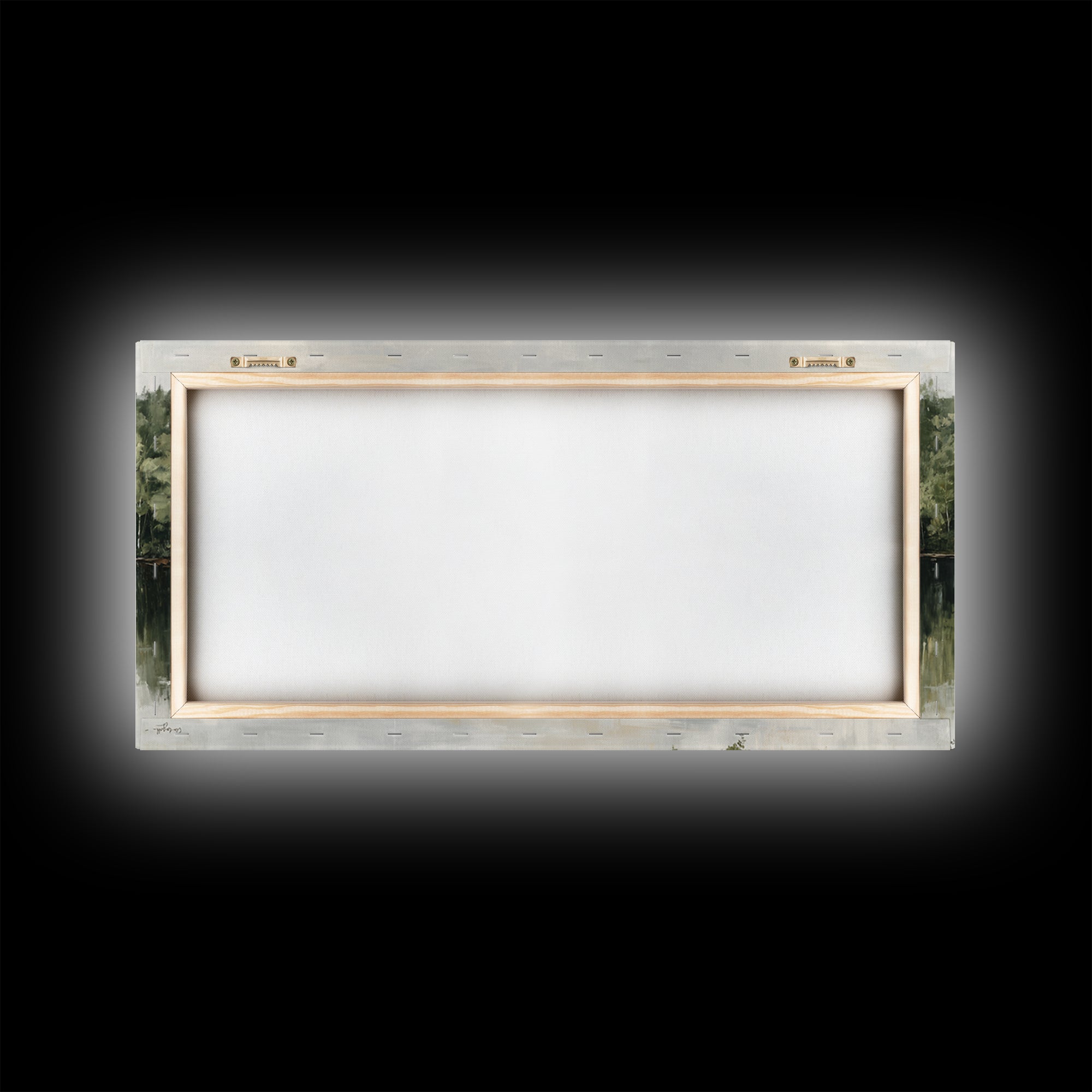Quiet Lake Reflecting Pine Forest Framed Canvas Print, Landscape Art, Digital Wall Art, Living Room Decor, Fine Art, Horizon, LAN-2x1-72