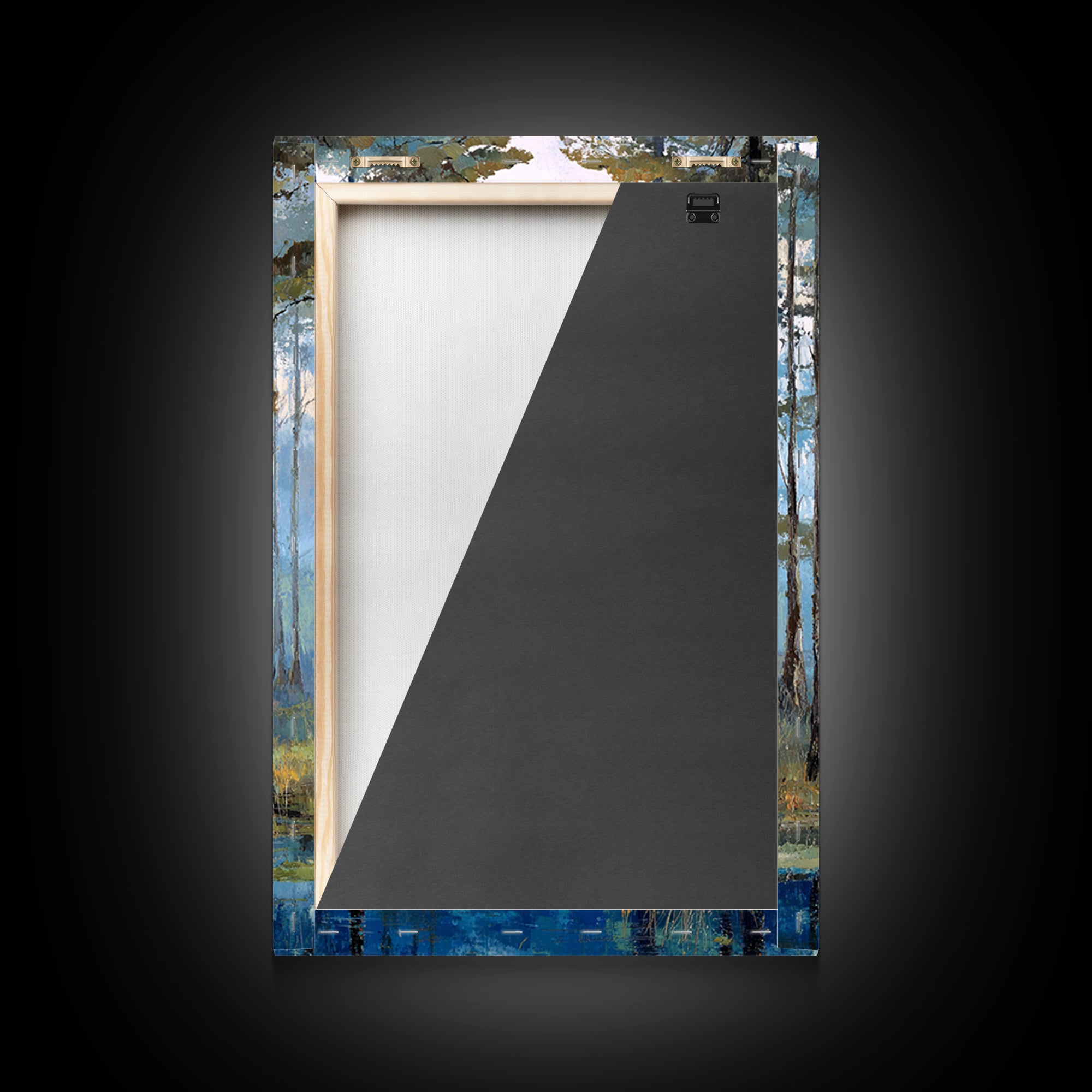 Misty Cypress Swamp Framed Canvas Print, Landscape Art, Minimalist Decor, Living Room Decor, Oil Painting, Horizon, LAN-2x3-30