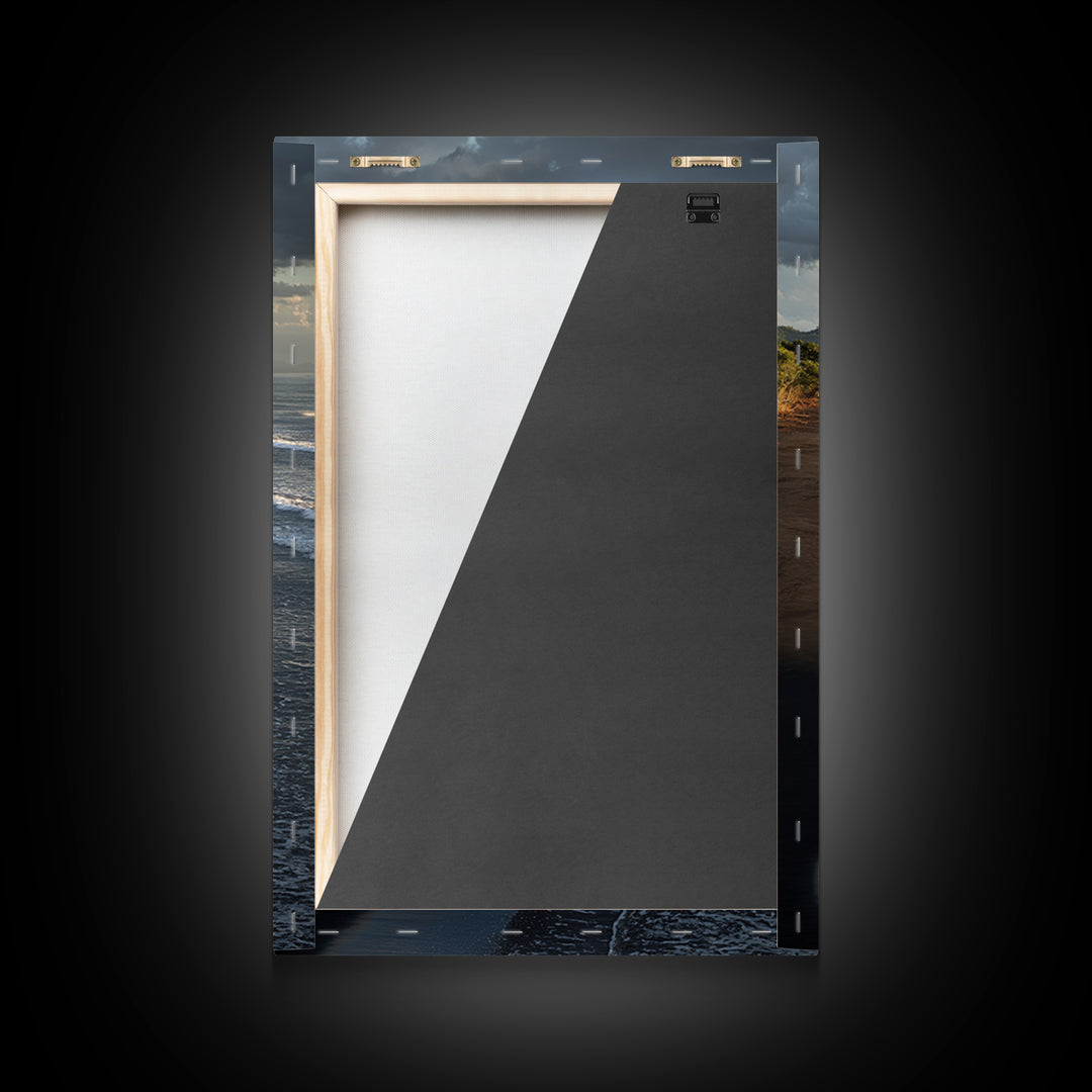 Volcanic Black Beach Framed Canvas Print, Landscape Art, Wall Decor, Living Room Decor, Fine Art, Horizon, Digital Print, LAN-2x3-46