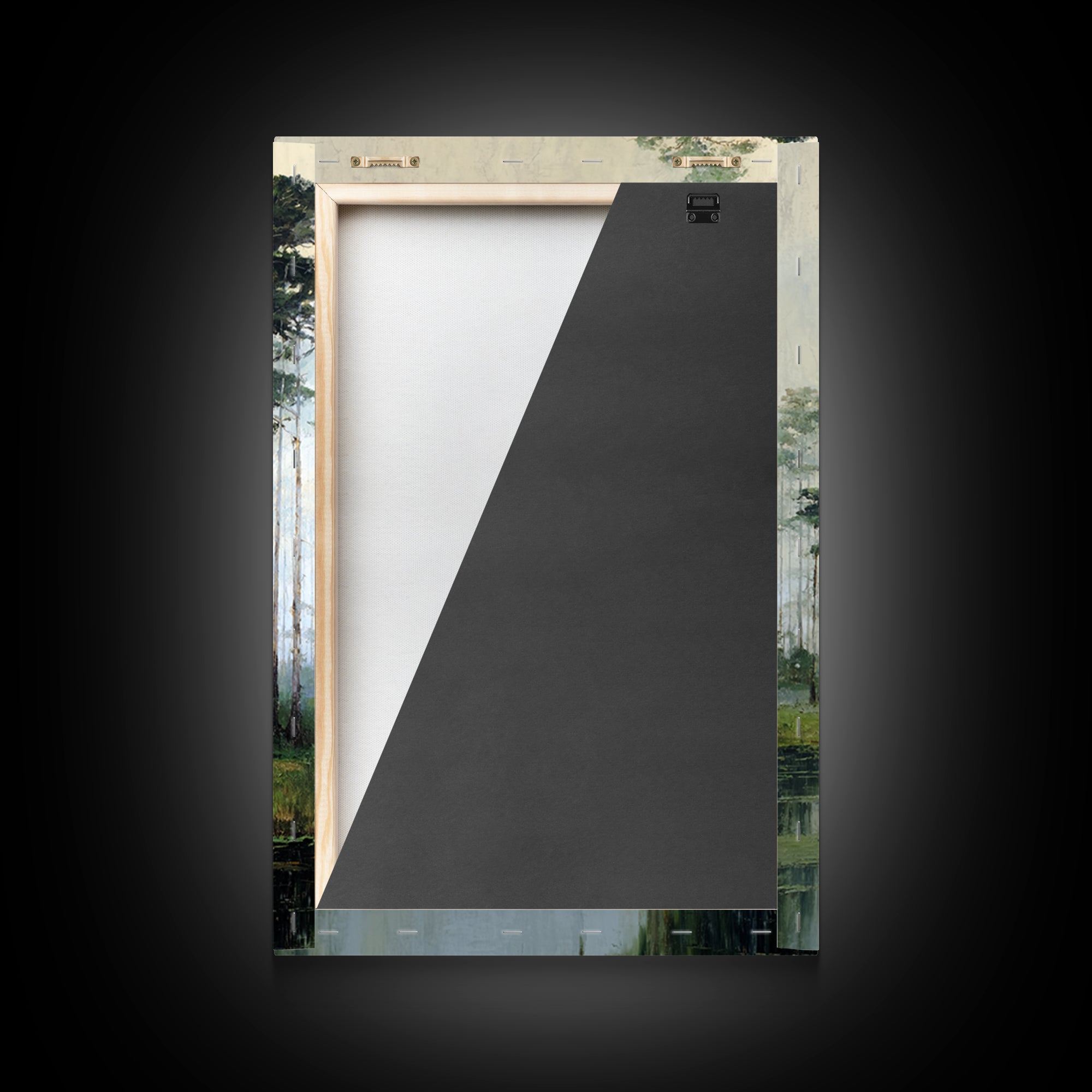 Misty Cypress Swamp Framed Canvas Print, Landscape Art, Minimalist Decor, Living Room Decor, Oil Painting, Horizon, LAN-2x3-6