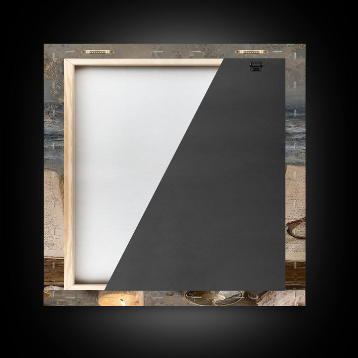 Stormy Sea Painting Inside an Open Book Framed Canvas Print, Library Art, Dark Academia Art, Library Decor, Abstract Art, LIB-1x1-42