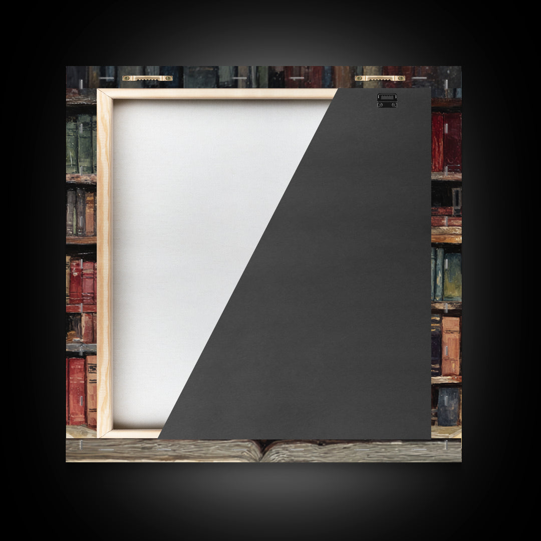 Stormy Sea Painting Inside an Open Book Framed Canvas Print, Library Art, Dark Academia Art, Library Decor, Abstract Art, LIB-1x1-66