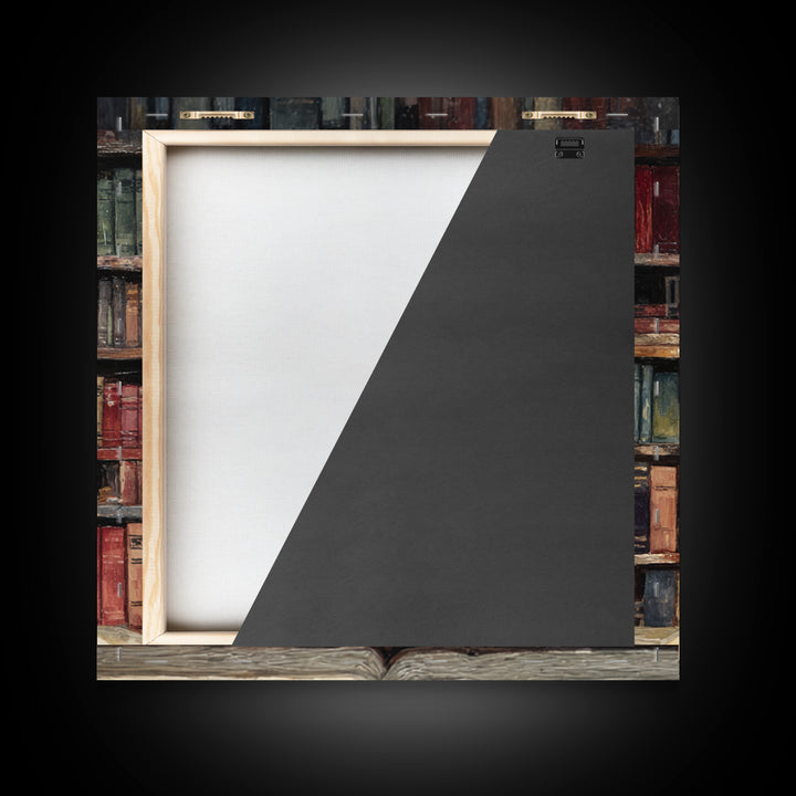 Stormy Sea Painting Inside an Open Book Framed Canvas Print, Library Art, Dark Academia Art, Library Decor, Abstract Art, LIB-1x1-66