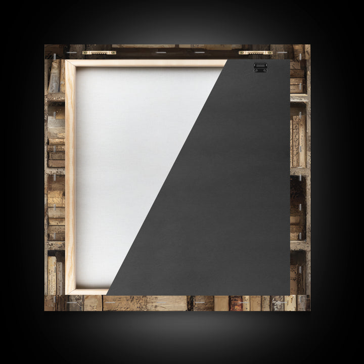 Moonlit Window with Floating Pages Framed Canvas Print, Library Art, Fine Art Print, Library Decor, Fine Art, Archive, LIB-1x1-80