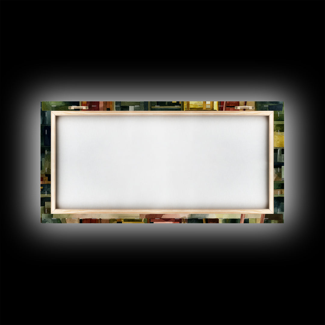 Rolling Library Ladder Framed Canvas Print, Library Art, Neutral Decor, Library Decor, Fine Art, Archive, Home Decor, LIB-2x1-95