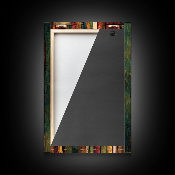 Rolling Library Ladder Framed Canvas Print, Library Art, Dark Academia Art, Library Decor, Abstract Art, Archive, Room Decor, LIB-2x3-83