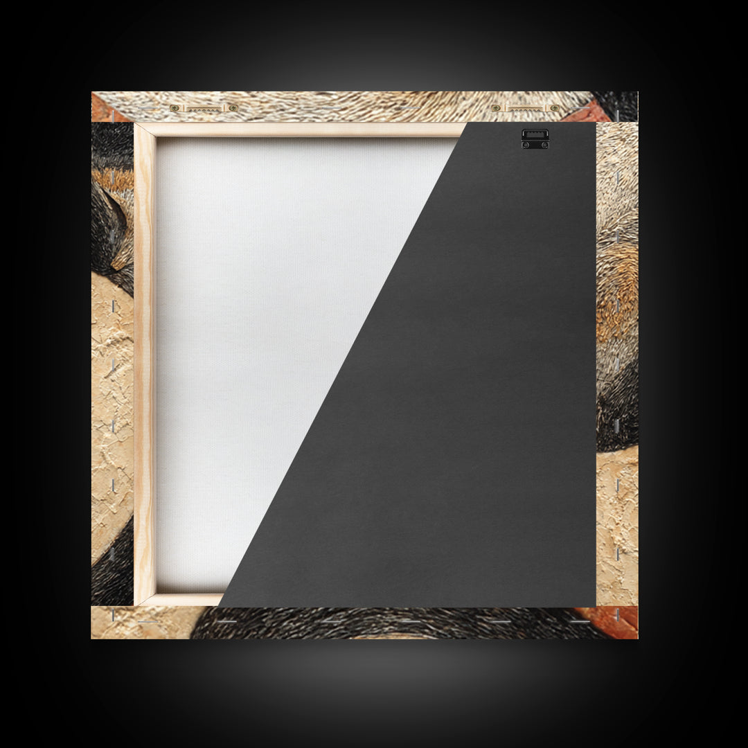 Monoline Cat Stretching Framed Canvas Print, Line Art, Black and White Art, Living Room Decor, Abstract Art, Line, LIN-1x1-6