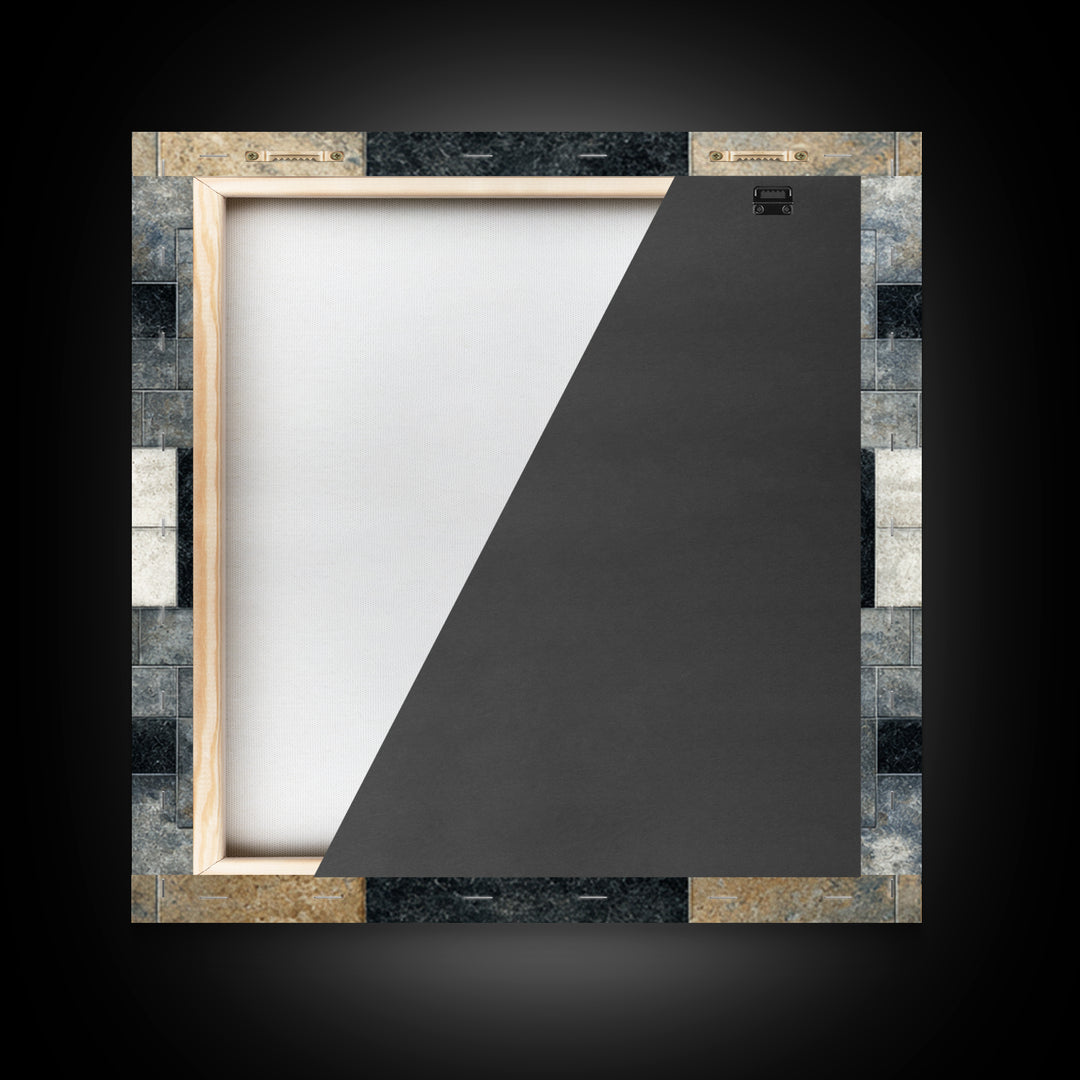 Black and White Courthouse Step Pattern as Framed Canvas Print, Law Office Art, Lawyer Office Decor, Office Decor, Counsel, LOA-1x1-63