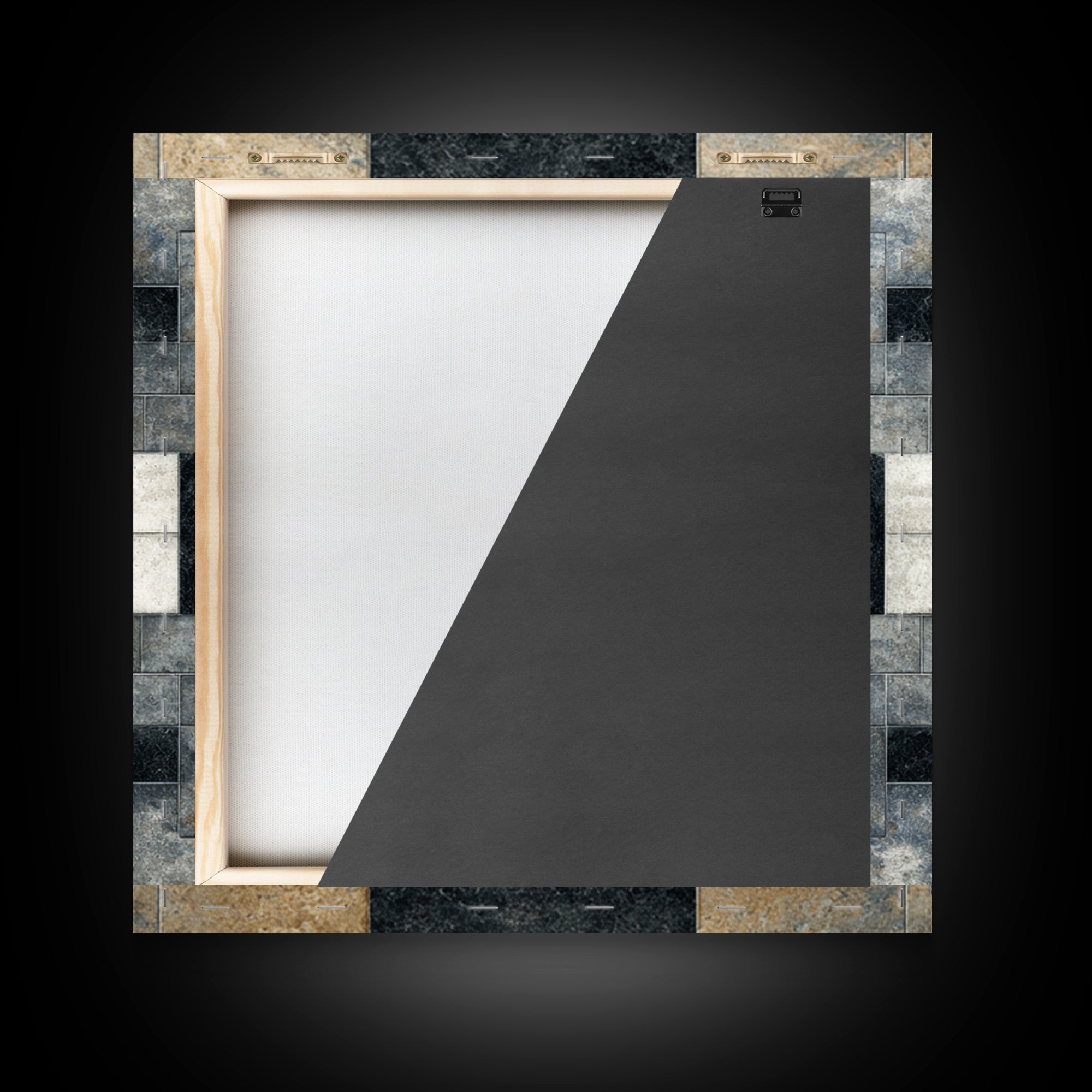 Black and White Courthouse Step Pattern as Framed Canvas Print, Law Office Art, Lawyer Office Decor, Office Decor, Counsel, LOA-1x1-63