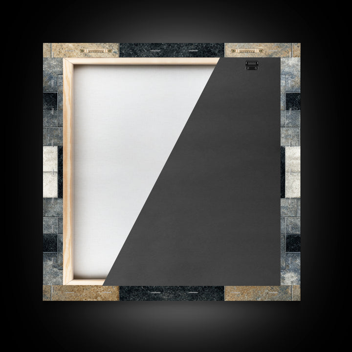 Black and White Courthouse Step Pattern as Framed Canvas Print, Law Office Art, Lawyer Office Decor, Office Decor, Counsel, LOA-1x1-63