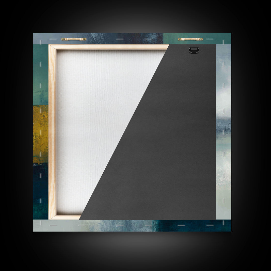Deep Green and Walnut Toned Abstract Framed Canvas Print, Law Office Art, Gallery Decor, Office Decor, Abstract Art, Counsel, LOA-1x1-93