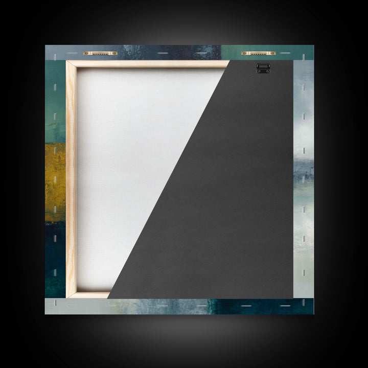 Deep Green and Walnut Toned Abstract Framed Canvas Print, Law Office Art, Gallery Decor, Office Decor, Abstract Art, Counsel, LOA-1x1-93